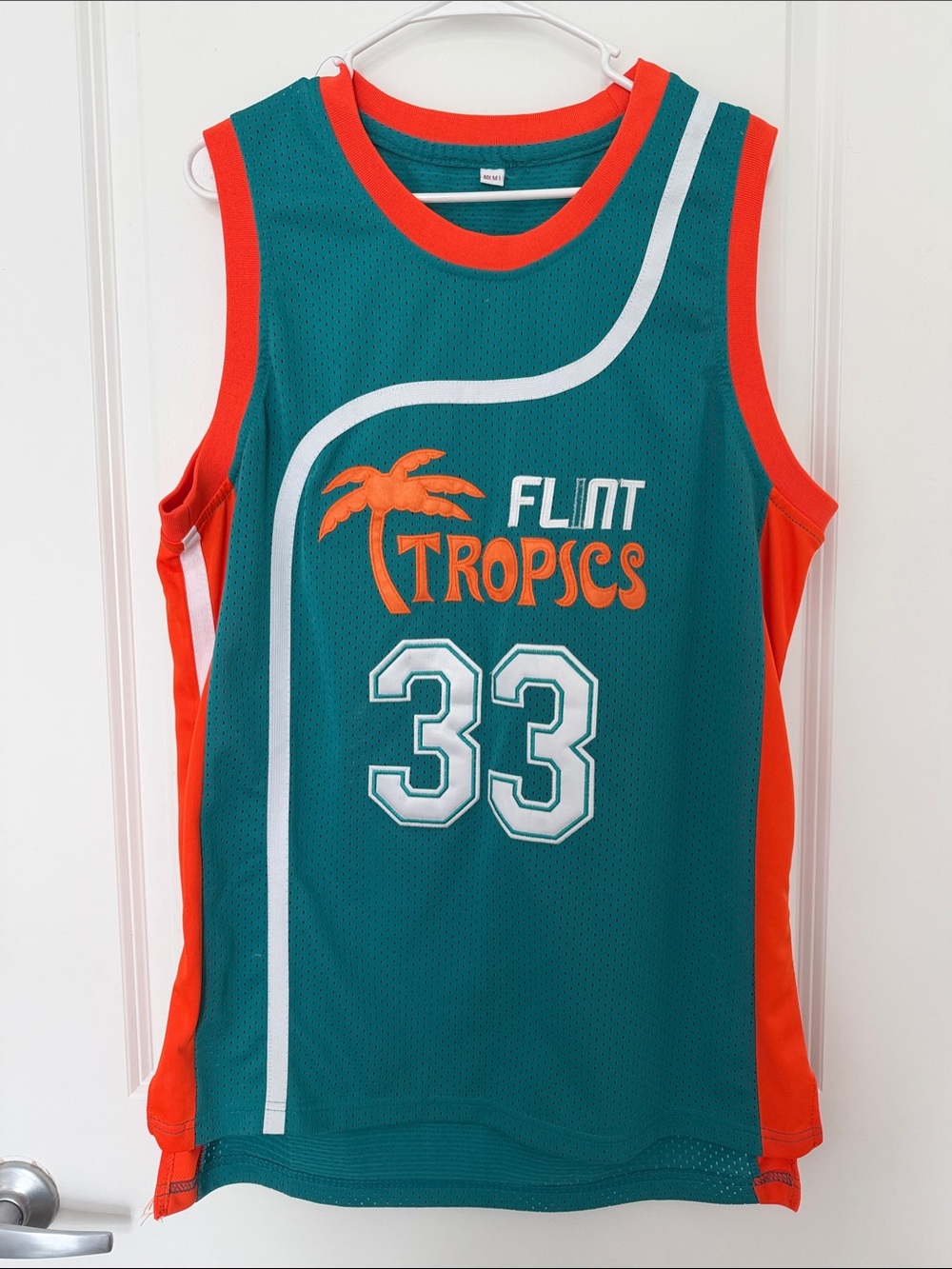 Flint Tropscs #33 Teal & Orange Men's Basketball Jersey